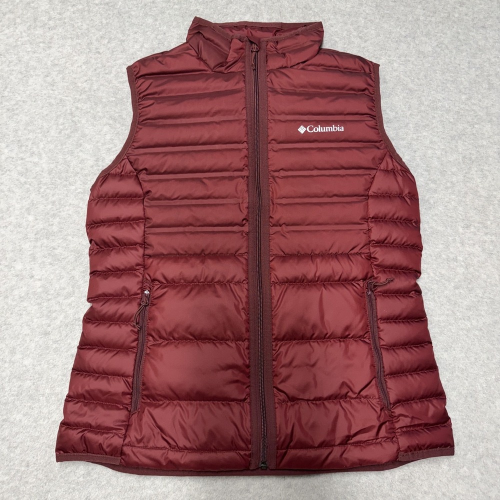 Columbia Lake 22 Down Vest Womens Medium Red Puffer Outdoor Hiking 650 Fill